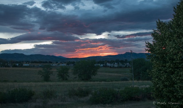 Sunset from Kay's front room window.